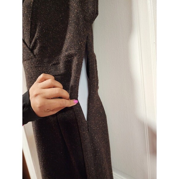 Banana Republic Tweed Pencil Dress Vintage Y2K Pleated V-neck Cap Sleeve… - Picture 10 of 12
